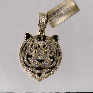 4 cttw VVS GRA Certified Lion Diamond Pendant, Custom made Moissanite Men Charm